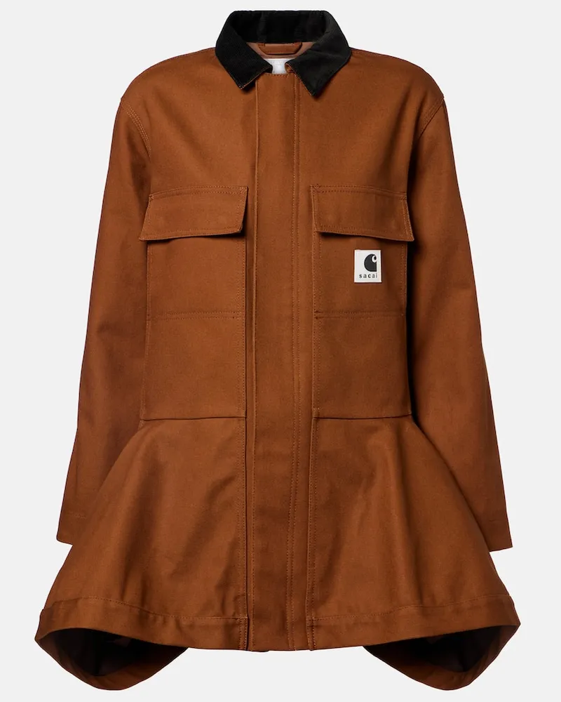 Sacai X Carhartt Jacke aus Baumwoll-Canvas Braun