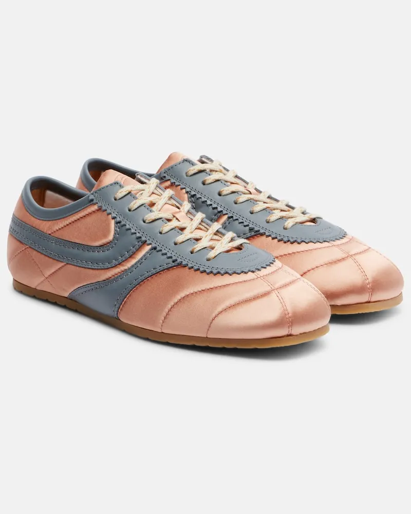Dries van Noten Sneakers aus Satin und Leder Rosa