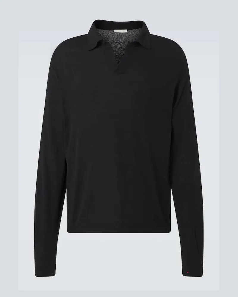 The Row Polohemd Stafford aus Seide Schwarz