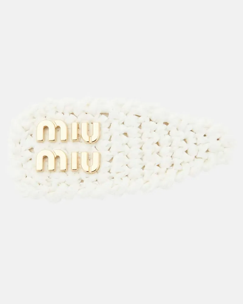 Miu Miu Haarspange aus Häkelstrick Weiß