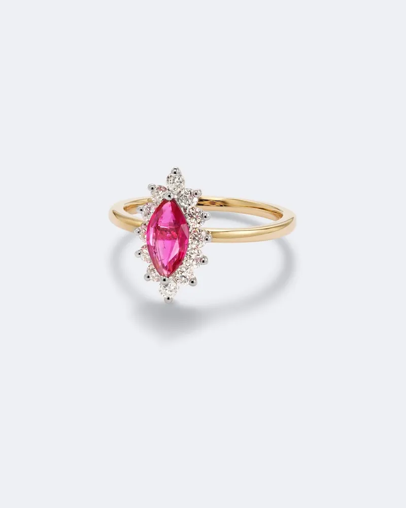 Yvonne Léon Yvonne Léon Ring Pompadour aus 18kt Gelbgold mit Diamanten und Rubin Gold