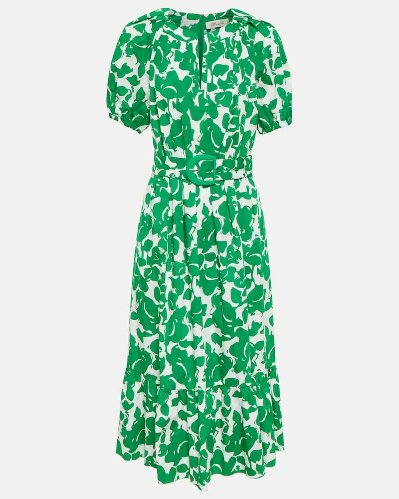 Diane von Furstenberg Bedrucktes Midikleid Lindy aus Baumwolle Grün