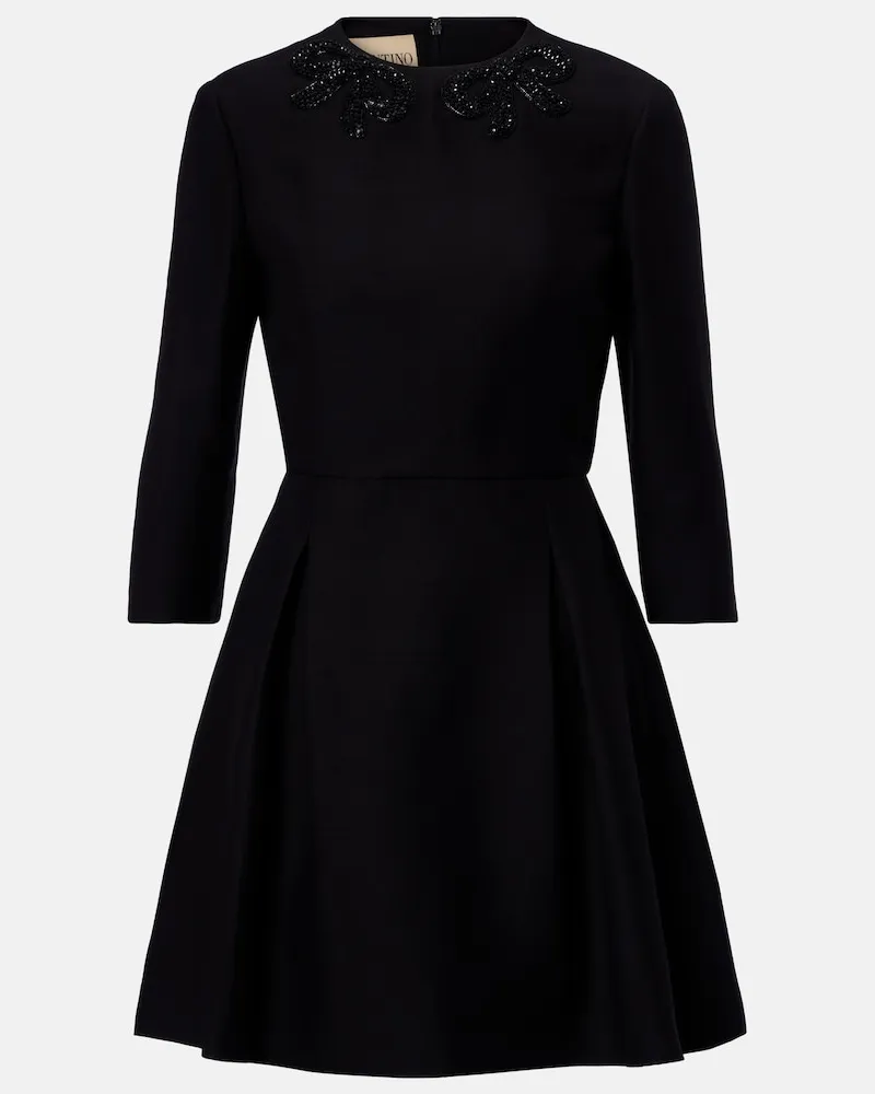 Valentino Garavani Verziertes Minikleid aus Crêpe Couture Schwarz