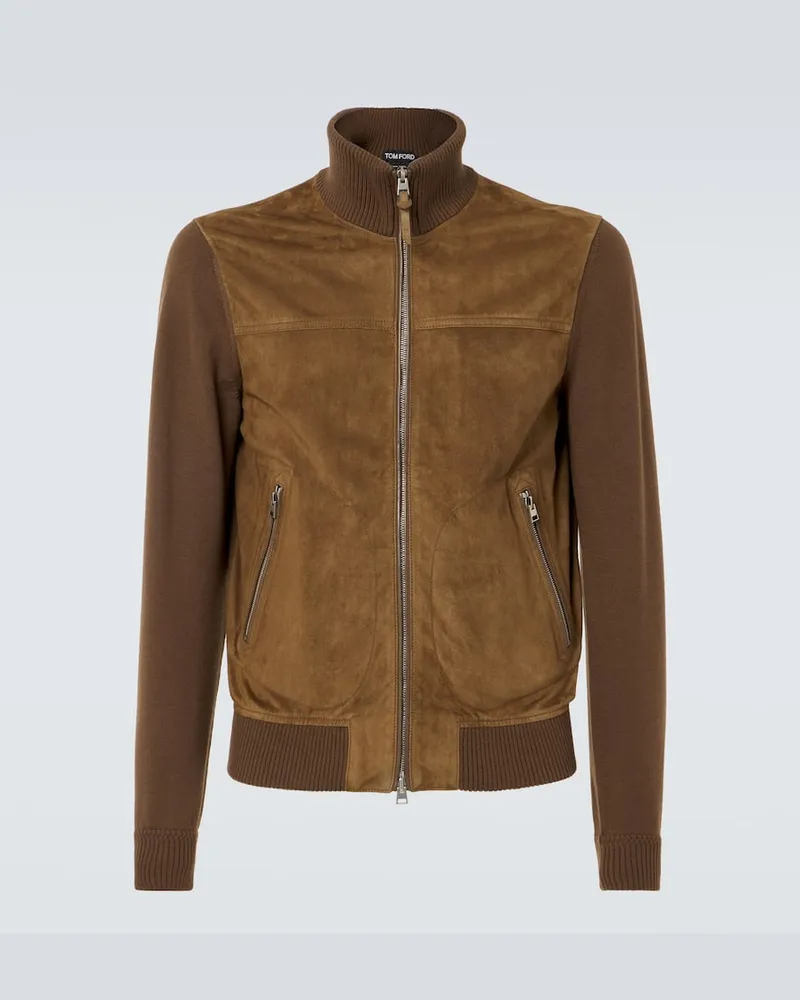 Tom Ford Jacke aus Veloursleder und Wolle Braun