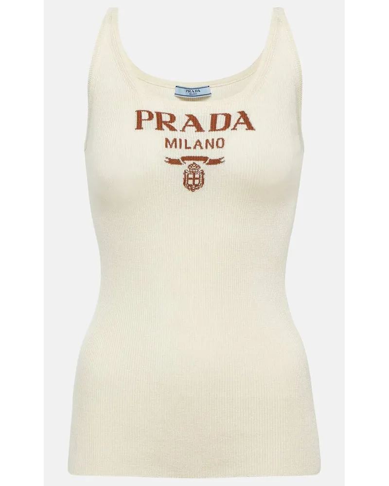 Prada Top aus Seide Weiss