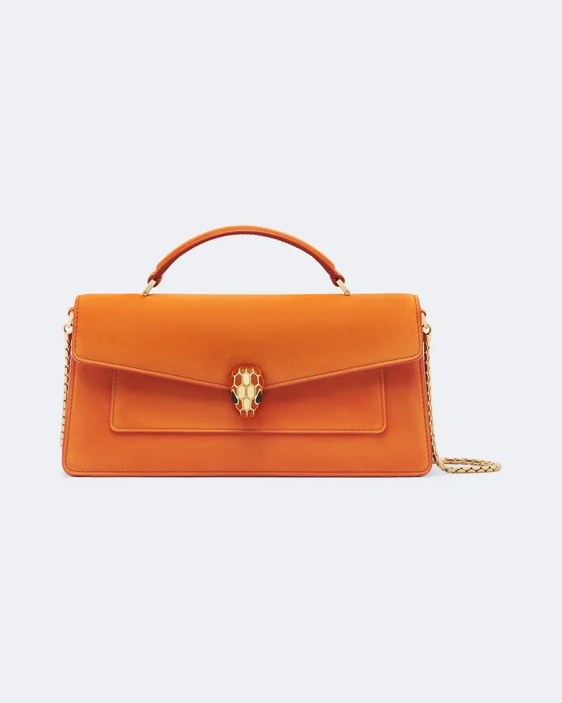 Bulgari Henkeltasche Serpenti Forever Small aus Leder Orange