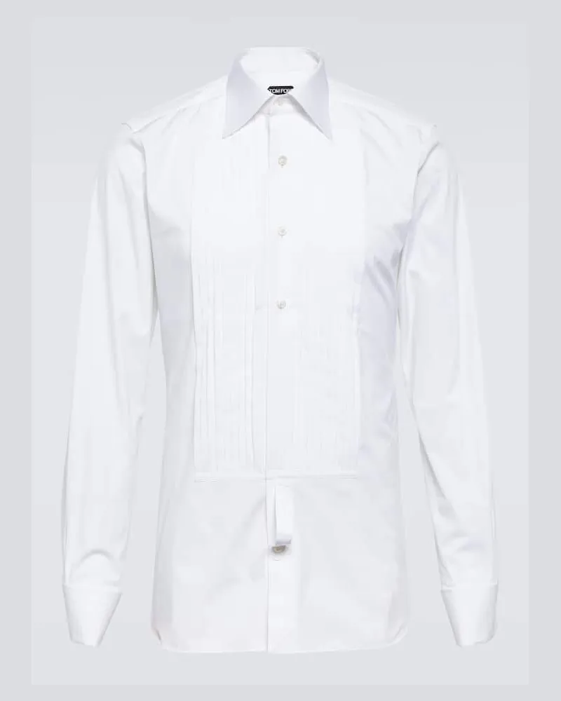 Tom Ford Smokinghemd aus Baumwoll-Voile Weiß