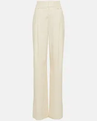 Saint Laurent Weite High-Rise-Hose Weiss