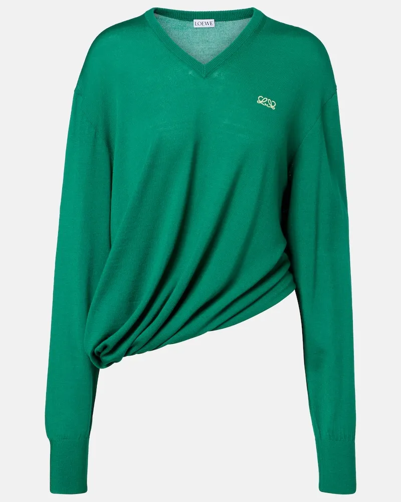 Loewe Pullover Double aus Wolle Grün