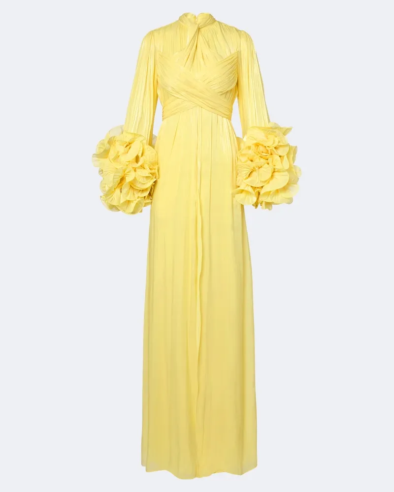 COSTARELLOS Robe aus Georgette mit Lurex Gelb