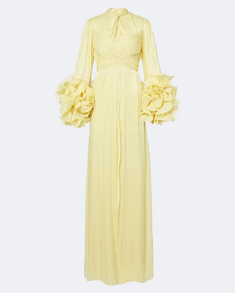COSTARELLOS Robe aus Georgette mit Lurex Gelb
