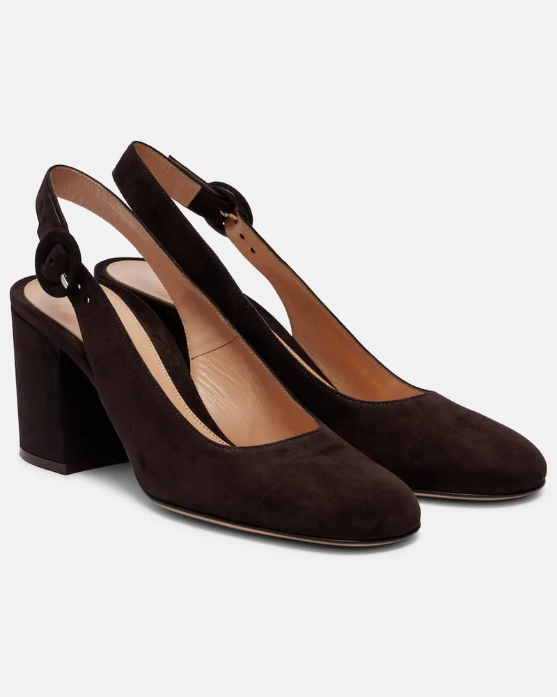 Gianvito Rossi Slingback-Pumps aus Veloursleder Braun