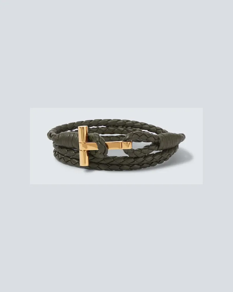 Tom Ford Armband T aus Leder Grün