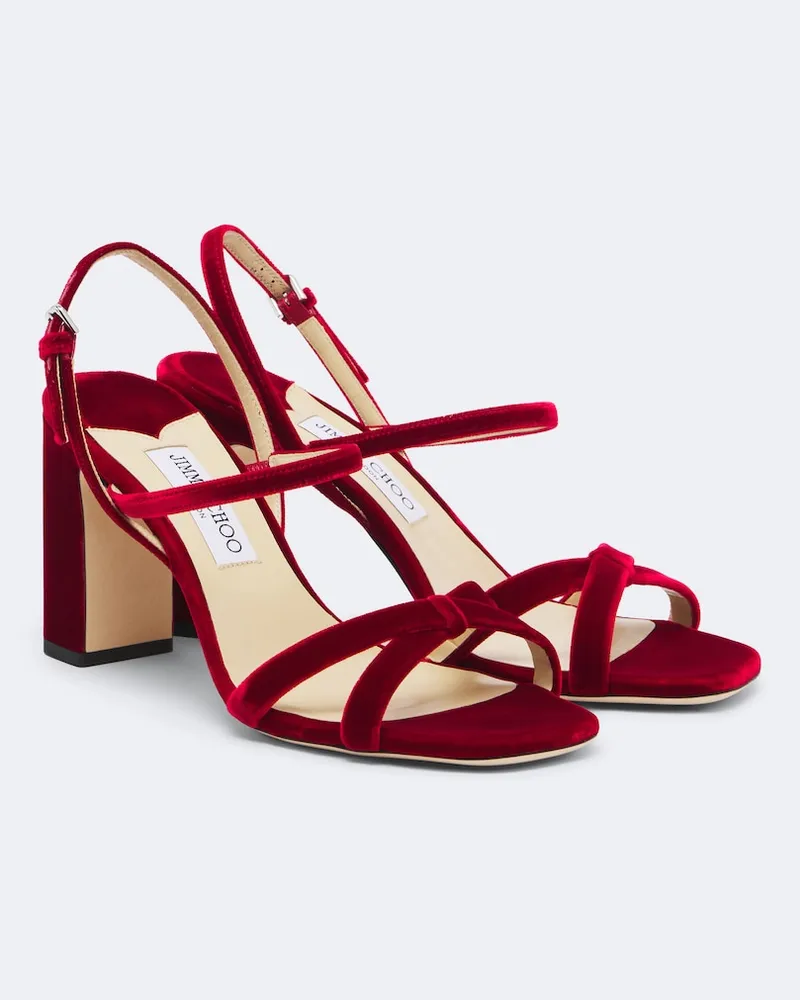 Jimmy Choo Sandalen Elsy aus Samt Rot