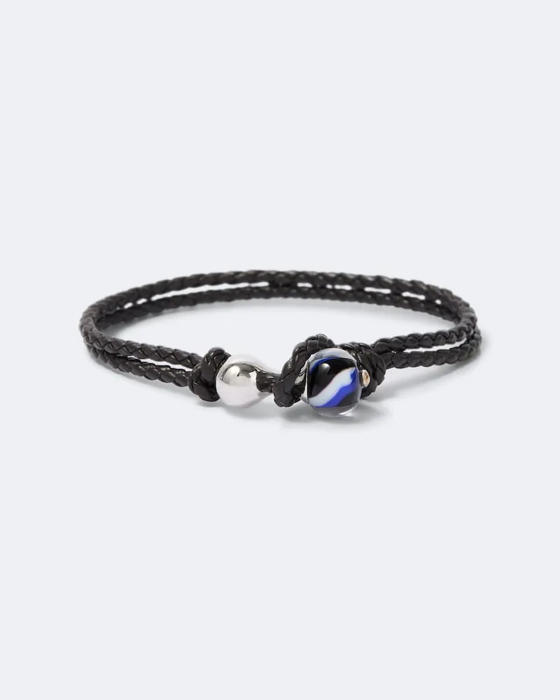 Bottega Veneta Armband Knot aus Leder mit Sterlingsilber Braun