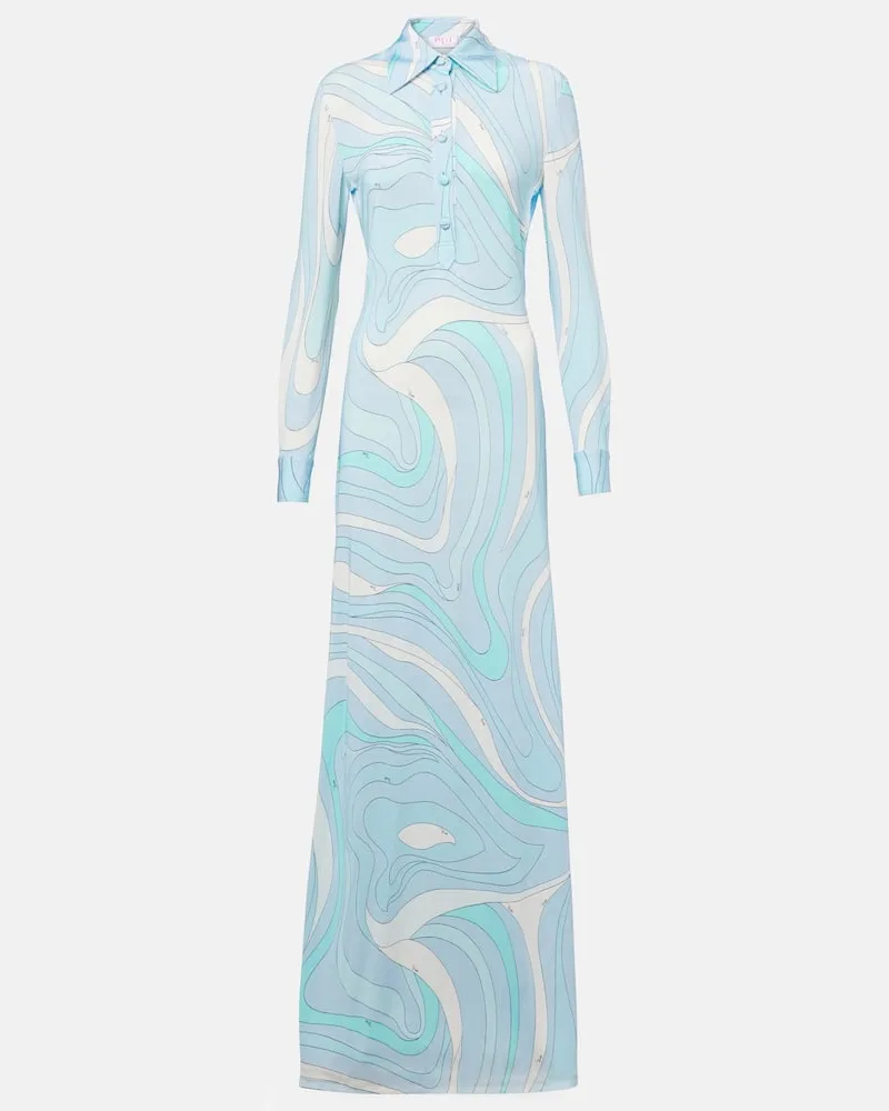 Emilio Pucci Hemdblusenkleid Marmo Blau