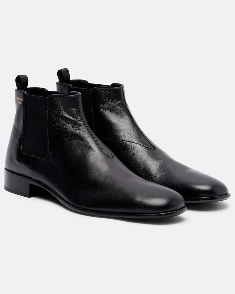 Prada Chelsea Boots aus Leder Schwarz