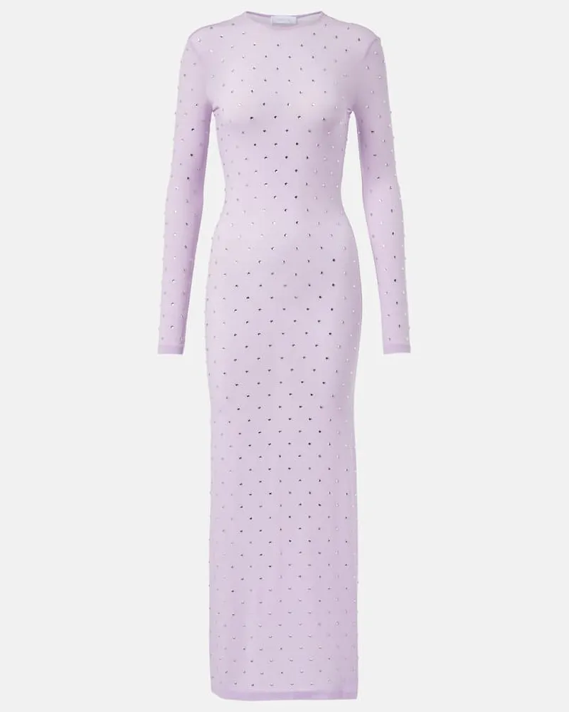 Paco Rabanne Maxikleid Second Skin aus Jersey mit Kristallen Violett