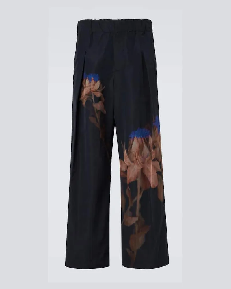 Dries van Noten Weite Hose Pilan aus Taft Schwarz