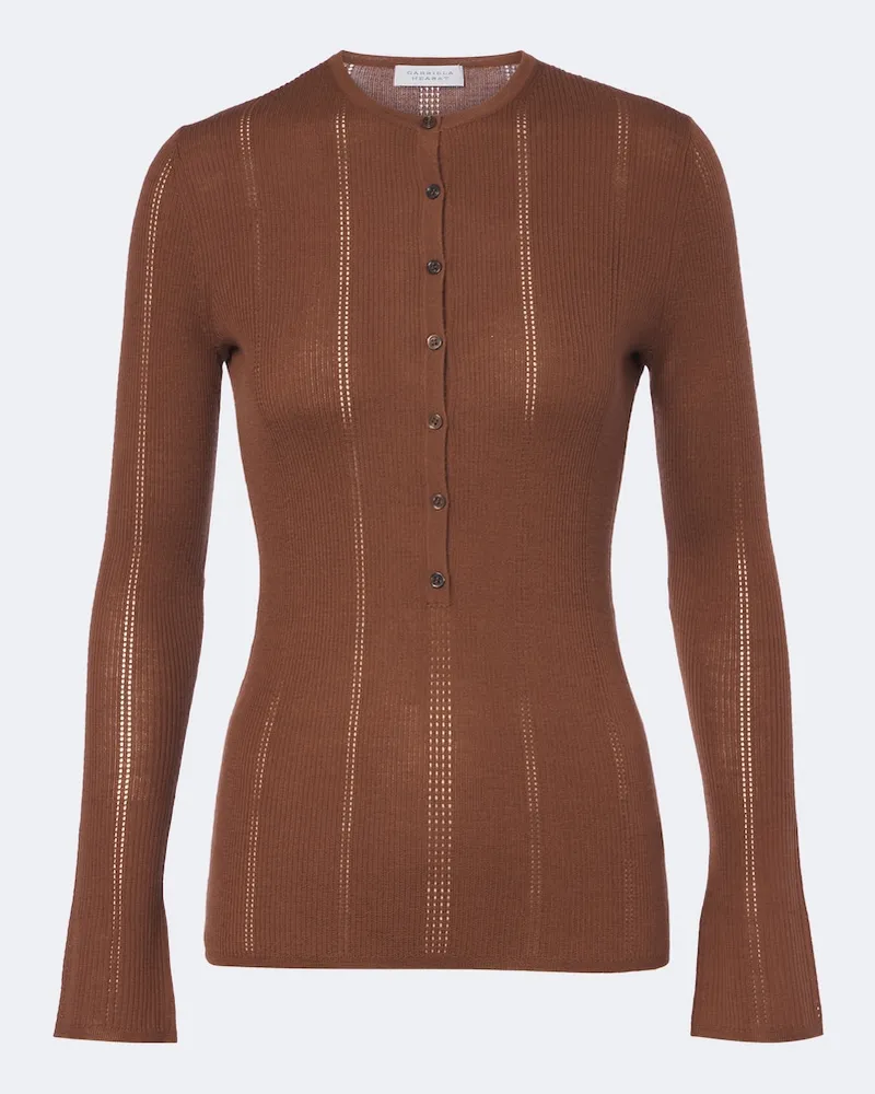 Gabriela Hearst Henley-Top Olea aus Pointelle-Strick Braun