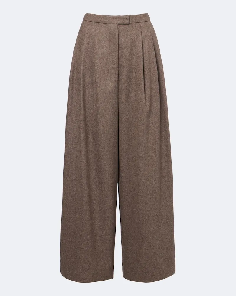 Max Mara Weite Hose aus Wolle Beige