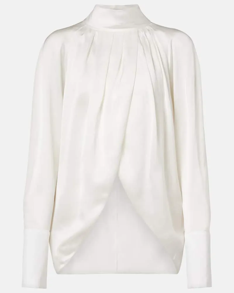Balmain Bluse aus Seidensatin Weiß