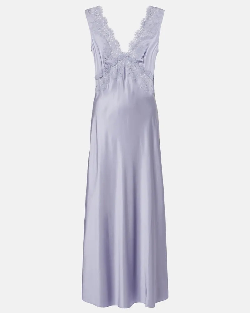 RIXO Maxikleid Lysandra aus Satin mit Spitze Blau