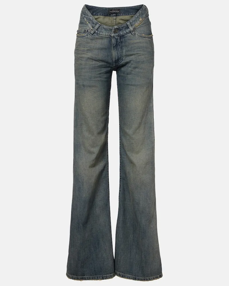 Balenciaga Low-Rise Wide-Leg Jeans Blau