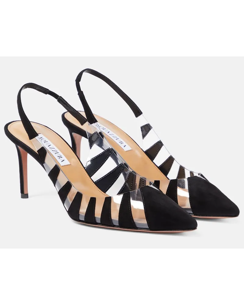 Aquazzura Slingback-Pumps Hot Rumor 75 mit Veloursleder Schwarz