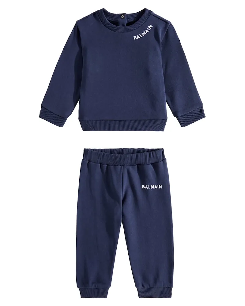 Balmain Baby Set aus Sweatshirt und Jogginghose Blau