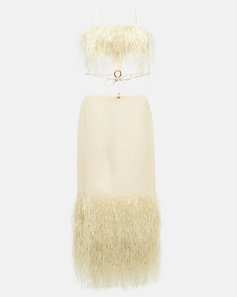 Jacquemus Midikleid La Robe Raphia Weiß