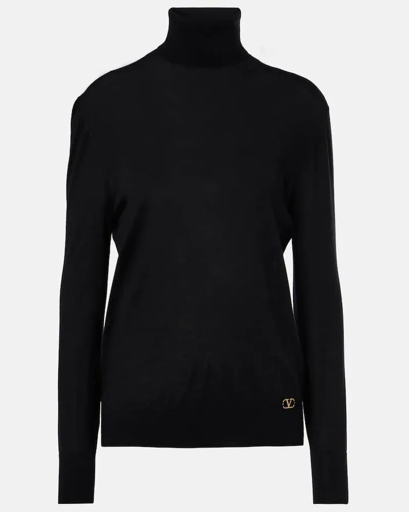 Valentino Garavani Rollkragenpullover aus Kaschmir und Seide Schwarz