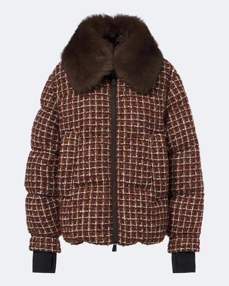 Moncler Daunenjacke Sandane aus Tweed mit Shearling Multicolor