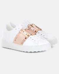 Valentino Garavani Sneakers Rockstud Untitled mit Metallic-Leder Weiss