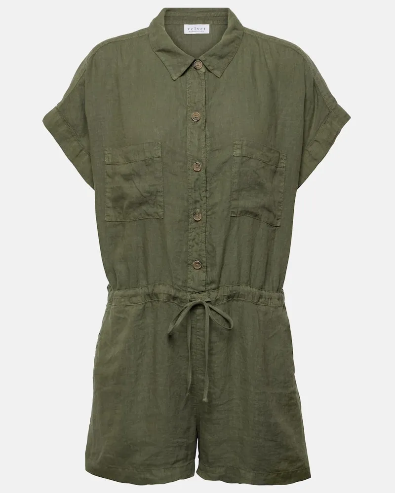 Velvet Playsuit Clare aus Leinen Grün
