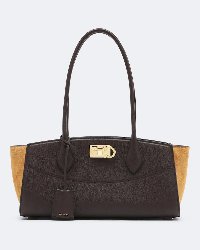 Ferragamo Schultertasche Studio East-West Small Braun