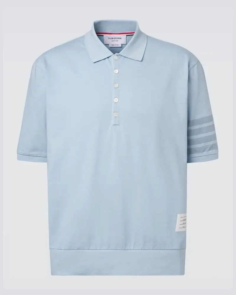 Thom Browne Poloshirt 4-Bar aus Baumwoll-Jersey Blau