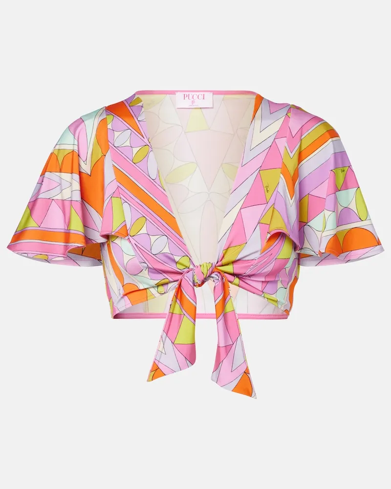Emilio Pucci Cropped-Top Angoli aus Jersey-Satin Multicolor