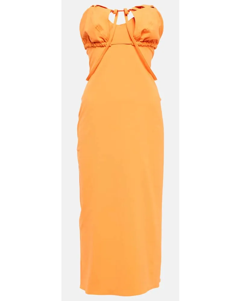 Jacquemus Midikleid La Robe Bikini aus einem Baumwollgemisch Orange