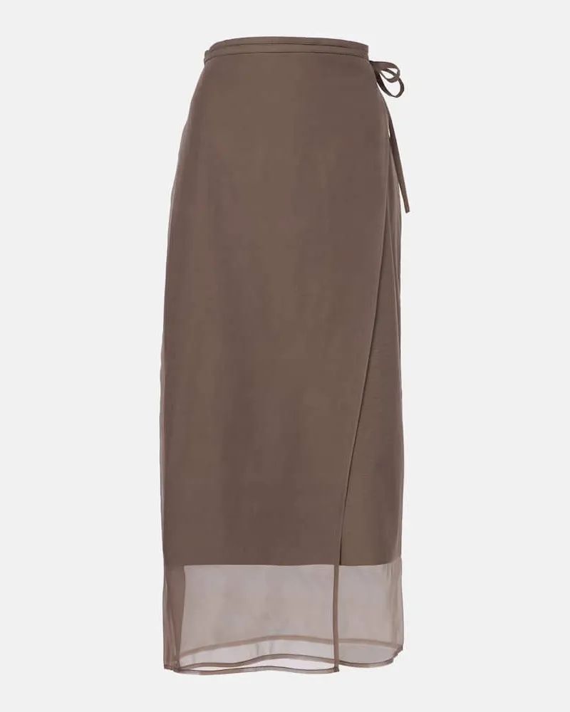 Brunello Cucinelli Midirock aus einem Baumwollgemisch Braun