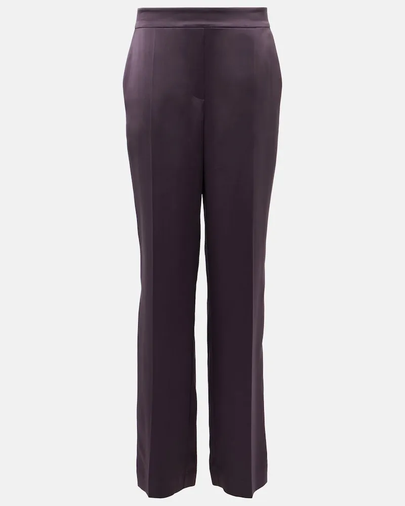 Joseph Weite High-Rise-Hose Tova aus Seidensatin Violett