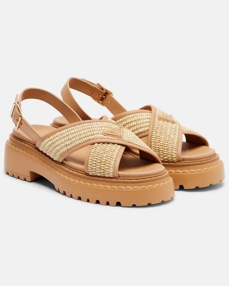 Prada Plateausandalen aus Leder Beige