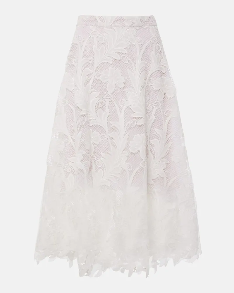 Oscar de la Renta Midirock aus Guipure-Spitze Weiã