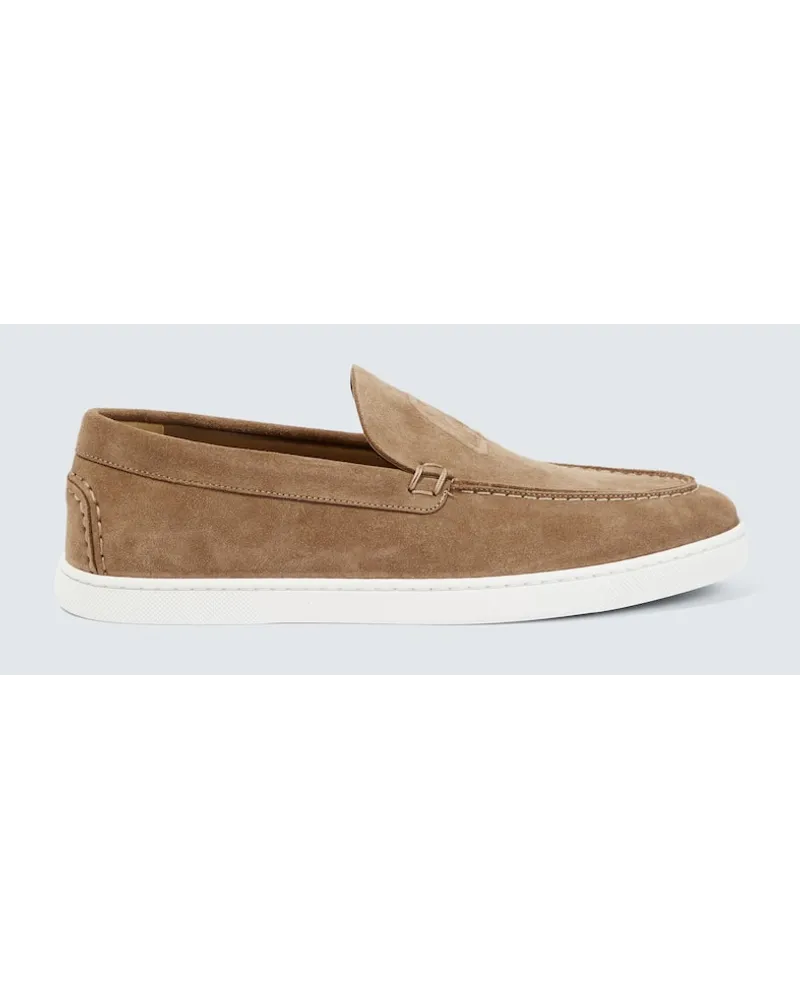 Christian Louboutin Slip-Ons Varsiboat aus Veloursleder Beige