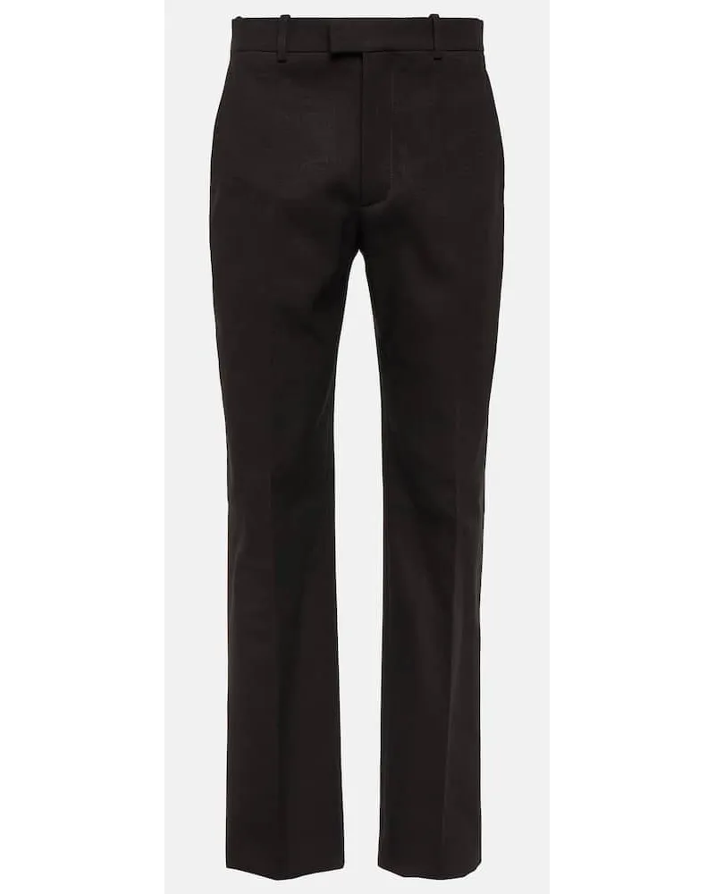 Bottega Veneta Gerade Hose aus einem Baumwollgemisch Schwarz