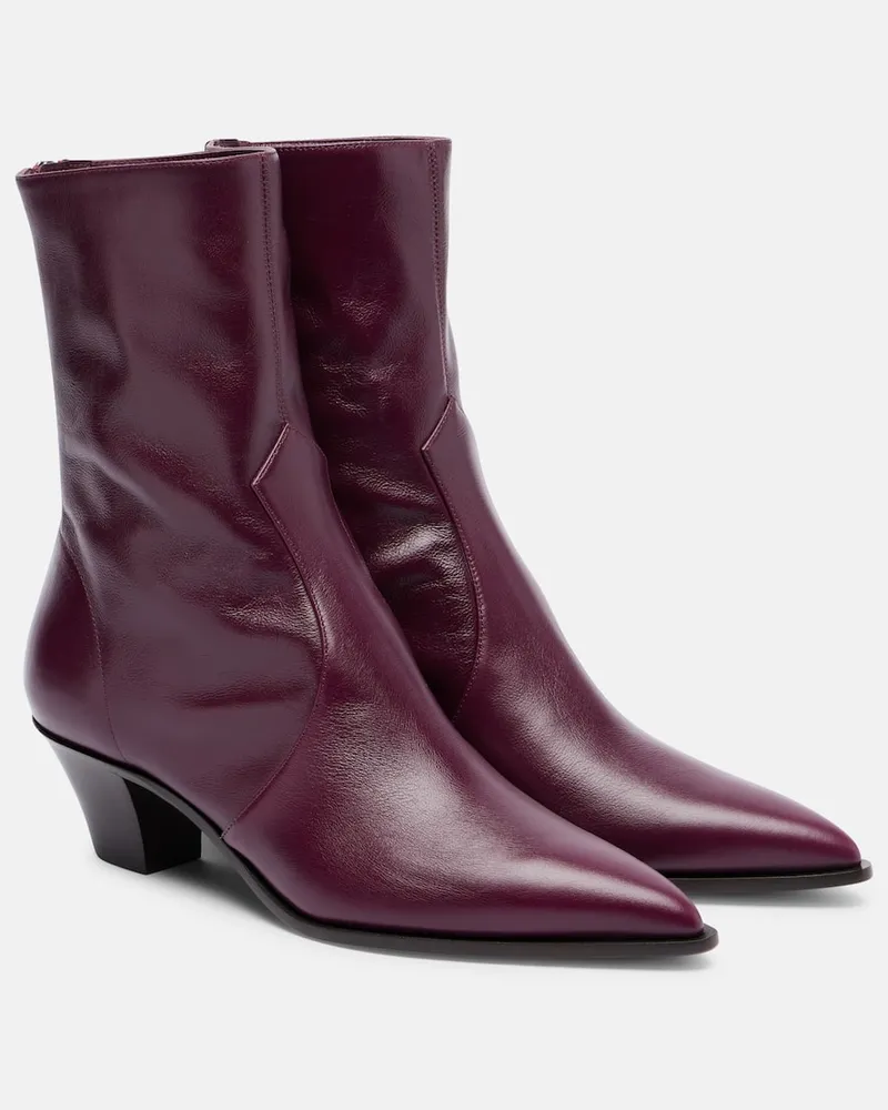 Aquazzura Ankle Boots Brunswick 45 aus Leder Burgund