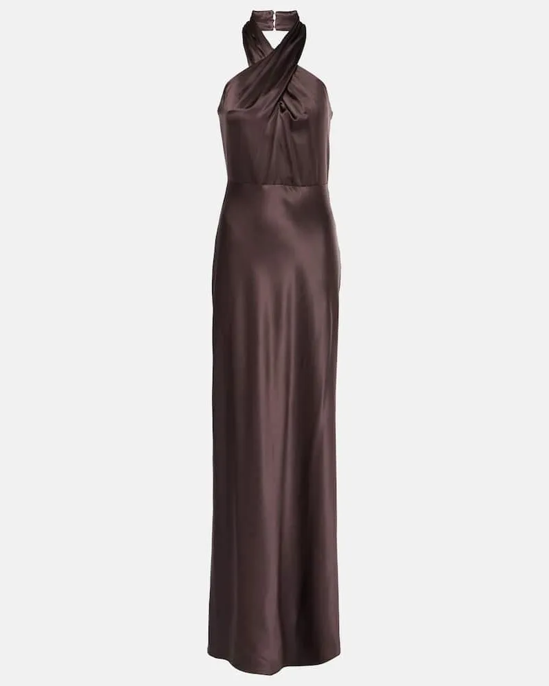 Veronica Beard Maxikleid Alberta aus Satin Braun