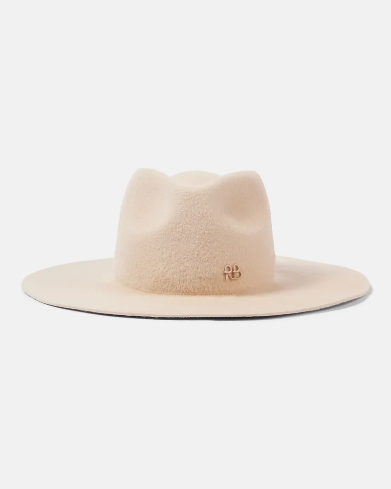 RUSLAN BAGINSKIY Verzierter Fedora-Hut aus Shearling Neutral