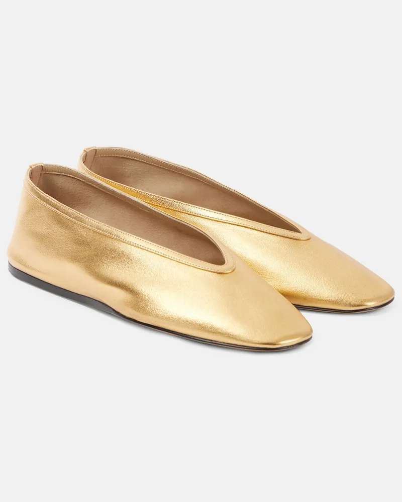 Le Monde Béryl Le Monde Béryl Ballerinas Luna aus Metallic-Leder Gold