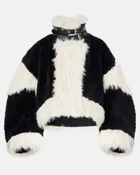 Sacai Oversize-Jacke aus Wolle mit Faux Fur Schwarz